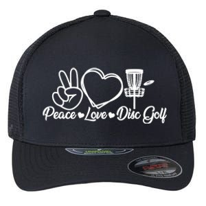 Disc Golfing Peace Love Disc Golf Flexfit Unipanel Trucker Cap