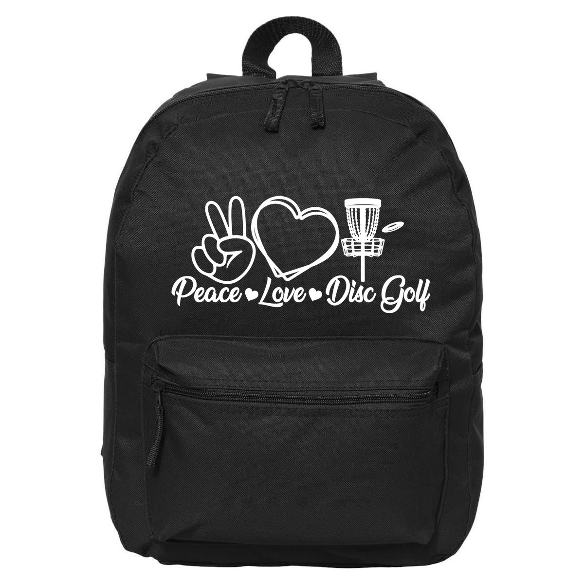 Disc Golfing Peace Love Disc Golf 16 in Basic Backpack