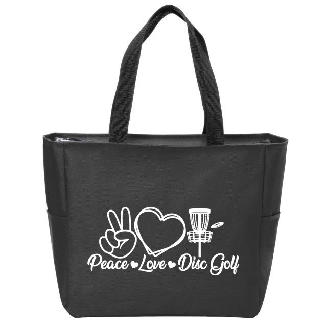 Disc Golfing Peace Love Disc Golf Zip Tote Bag