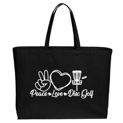 Disc Golfing Peace Love Disc Golf Cotton Canvas Jumbo Tote