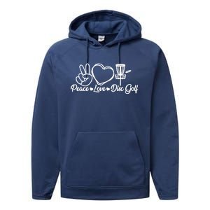 Disc Golfing Peace Love Disc Golf Performance Fleece Hoodie