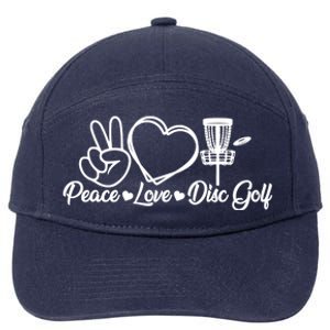 Disc Golfing Peace Love Disc Golf 7-Panel Snapback Hat