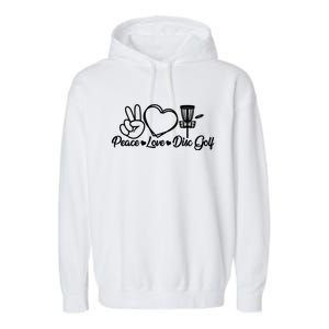 Disc Golfing Peace Love Disc Golf Garment-Dyed Fleece Hoodie