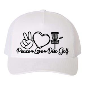 Disc Golfing Peace Love Disc Golf Yupoong Adult 5-Panel Trucker Hat