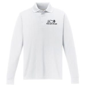 Disc Golfing Peace Love Disc Golf Performance Long Sleeve Polo