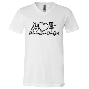 Disc Golfing Peace Love Disc Golf V-Neck T-Shirt