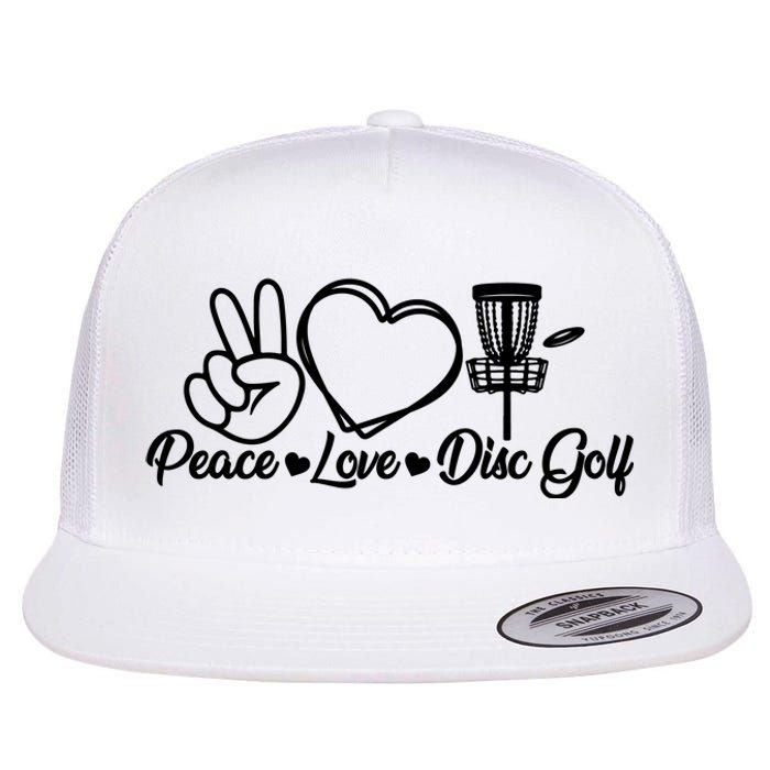 Disc Golfing Peace Love Disc Golf Flat Bill Trucker Hat