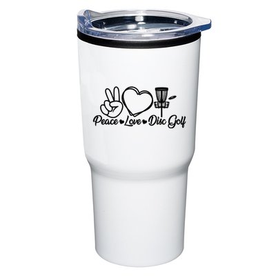 Disc Golfing Peace Love Disc Golf Tumbler
