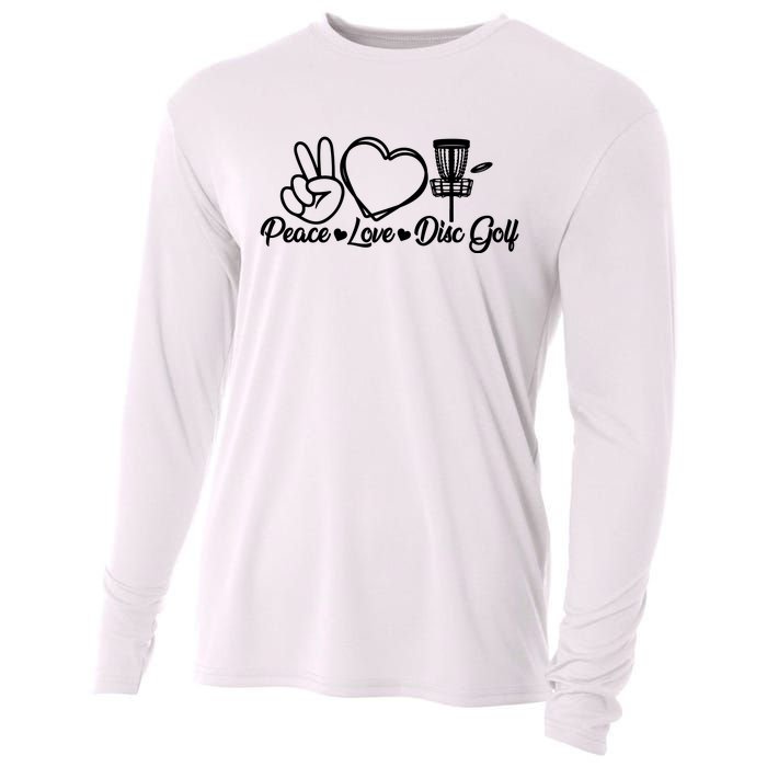 Disc Golfing Peace Love Disc Golf Cooling Performance Long Sleeve Crew