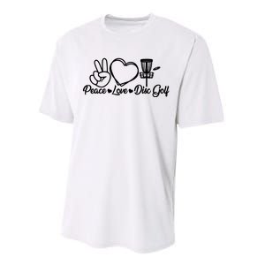 Disc Golfing Peace Love Disc Golf Performance Sprint T-Shirt