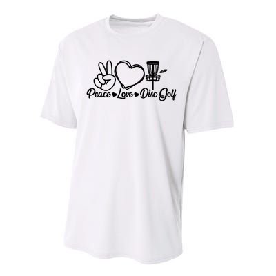 Disc Golfing Peace Love Disc Golf Performance Sprint T-Shirt