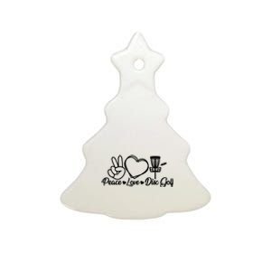 Disc Golfing Peace Love Disc Golf Ceramic Tree Ornament