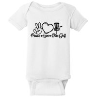 Disc Golfing Peace Love Disc Golf Baby Bodysuit