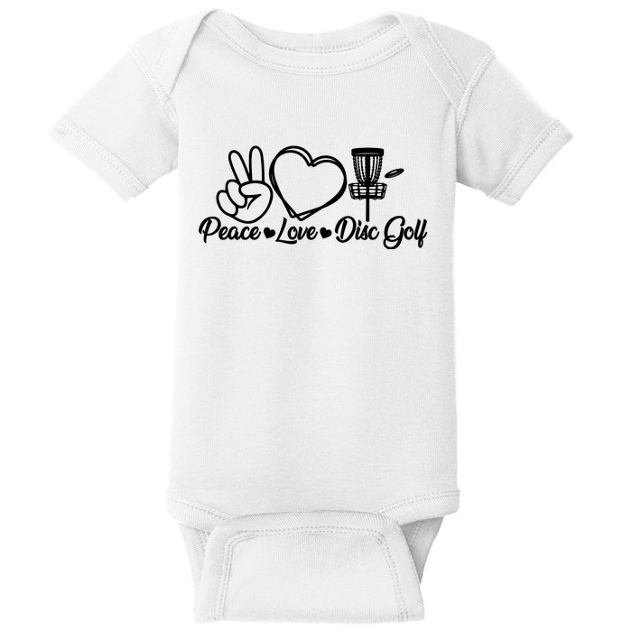 Disc Golfing Peace Love Disc Golf Baby Bodysuit