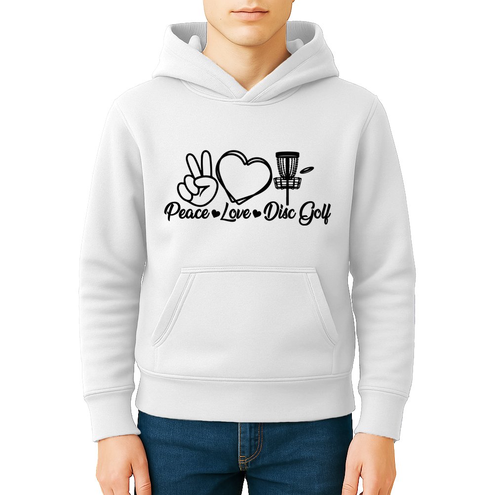 Disc Golfing Peace Love Disc Golf Kids Hoodie