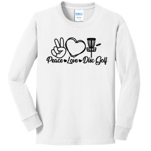 Disc Golfing Peace Love Disc Golf Kids Long Sleeve Shirt