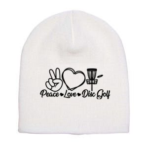 Disc Golfing Peace Love Disc Golf Short Acrylic Beanie