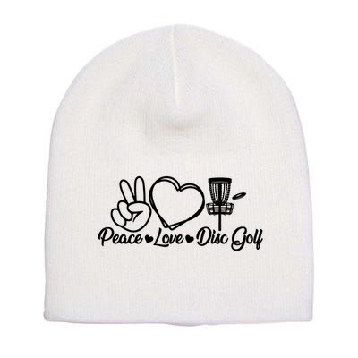 Disc Golfing Peace Love Disc Golf Short Acrylic Beanie