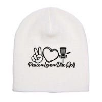 Disc Golfing Peace Love Disc Golf Short Acrylic Beanie