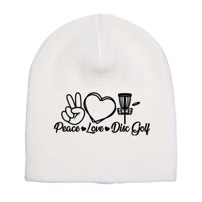 Disc Golfing Peace Love Disc Golf Short Acrylic Beanie