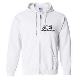 Disc Golfing Peace Love Disc Golf Full Zip Hoodie