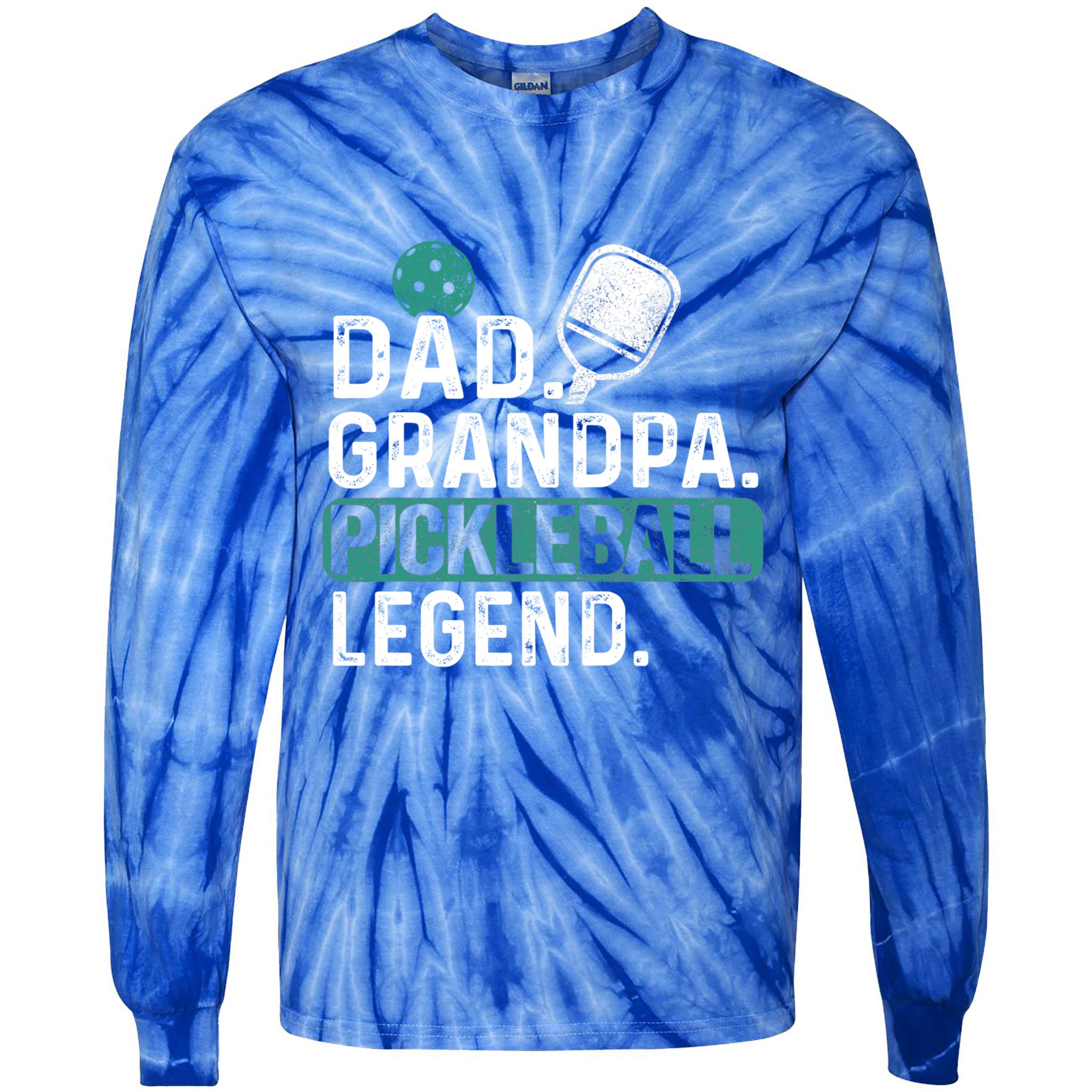 Dad Grandpa Pickleball Legend Player Funny Pickle Ball Funny Gift Tie-Dye Long Sleeve Shirt