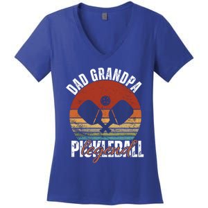 Dad Grandpa Pickleball Legend Cool Funny Fathers Day Cute Gift Women's V-Neck T-Shirt