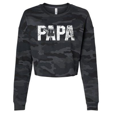 Disc Golf Papa Dad Disc Golfing Cropped Pullover Crew