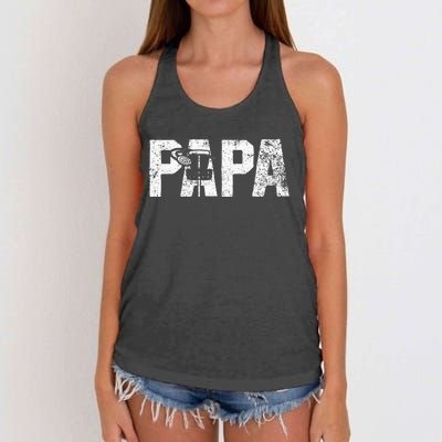 Disc Golf Papa Dad Disc Golfing Women's Knotted Racerback Tank