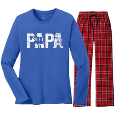 Disc Golf Papa Dad Disc Golfing Women's Long Sleeve Flannel Pajama Set 