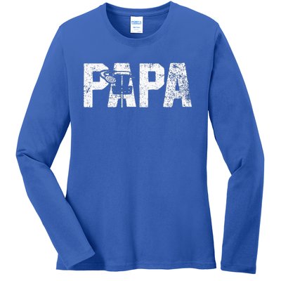 Disc Golf Papa Dad Disc Golfing Ladies Long Sleeve Shirt