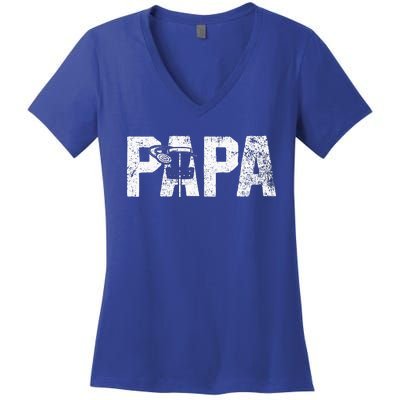 Disc Golf Papa Dad Disc Golfing Women's V-Neck T-Shirt