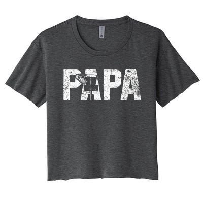 Disc Golf Papa Dad Disc Golfing Women's Crop Top Tee