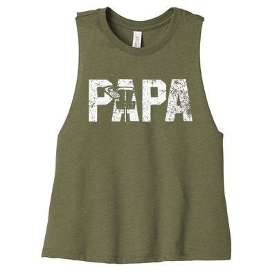 Disc Golf Papa Dad Disc Golfing Women's Racerback Cropped Tank