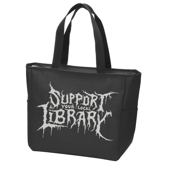 Death Gothic Print Support Your Local Library Style Lovers Zip Tote Bag