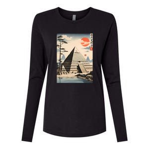 Drawing Giza Pyramid Japanes Style Womens Cotton Relaxed Long Sleeve T-Shirt