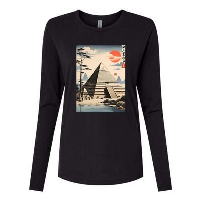 Drawing Giza Pyramid Japanes Style Womens Cotton Relaxed Long Sleeve T-Shirt