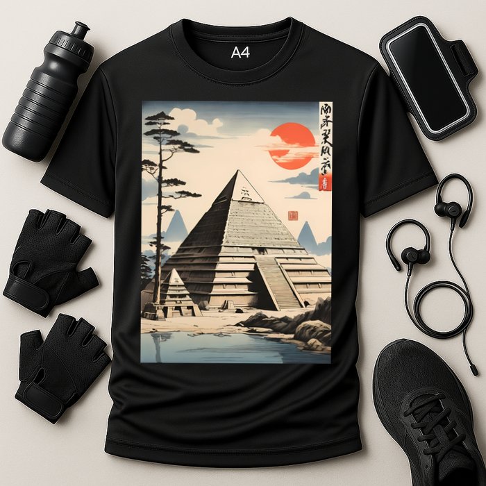 Drawing Giza Pyramid Japanes Style Cooling Performance Crew T-Shirt