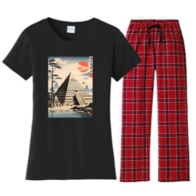 Drawing Giza Pyramid Japanes Style Women's Flannel Pajama Set