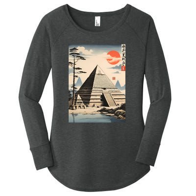 Drawing Giza Pyramid Japanes Style Women's Perfect Tri Tunic Long Sleeve Shirt