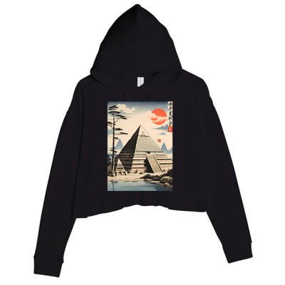 Drawing Giza Pyramid Japanes Style Crop Fleece Hoodie