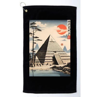 Drawing Giza Pyramid Japanes Style Golf Towel