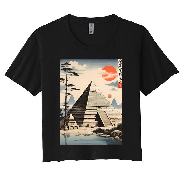 Drawing Giza Pyramid Japanes Style Crop Top