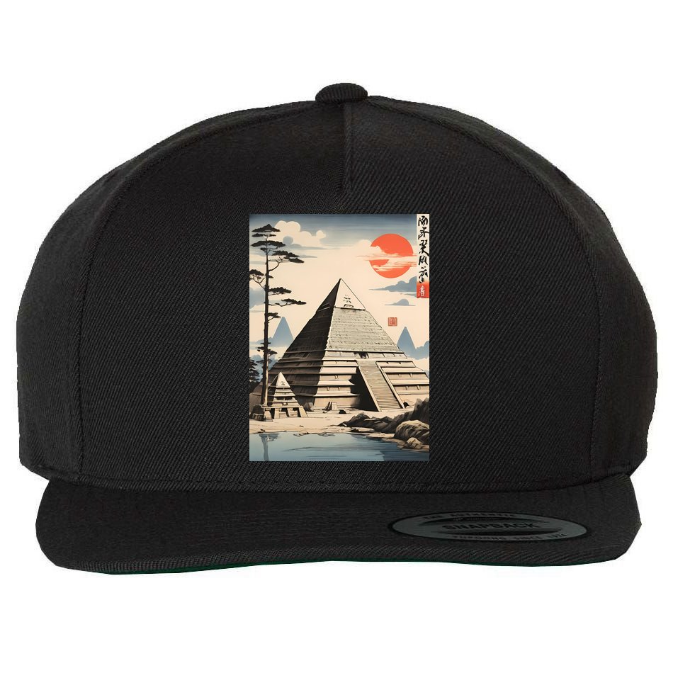 Drawing Giza Pyramid Japanes Style Wool Snapback Cap