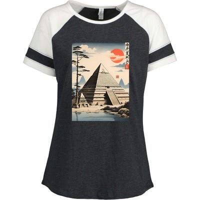 Drawing Giza Pyramid Japanes Style Enza Ladies Jersey Colorblock Tee