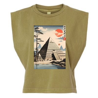 Drawing Giza Pyramid Japanes Style Garment-Dyed Women's Muscle Tee