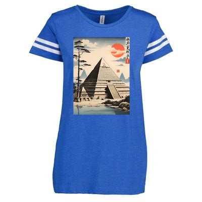 Drawing Giza Pyramid Japanes Style Enza Ladies Jersey Football T-Shirt