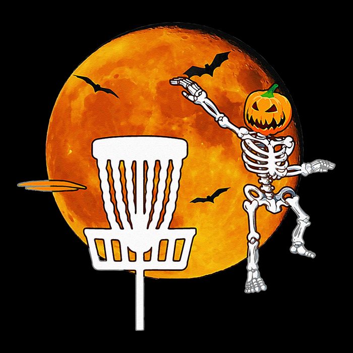 Disc Golf Player Lover Funny Halloween Pumpkin Skeleton Impact Tech Backpack