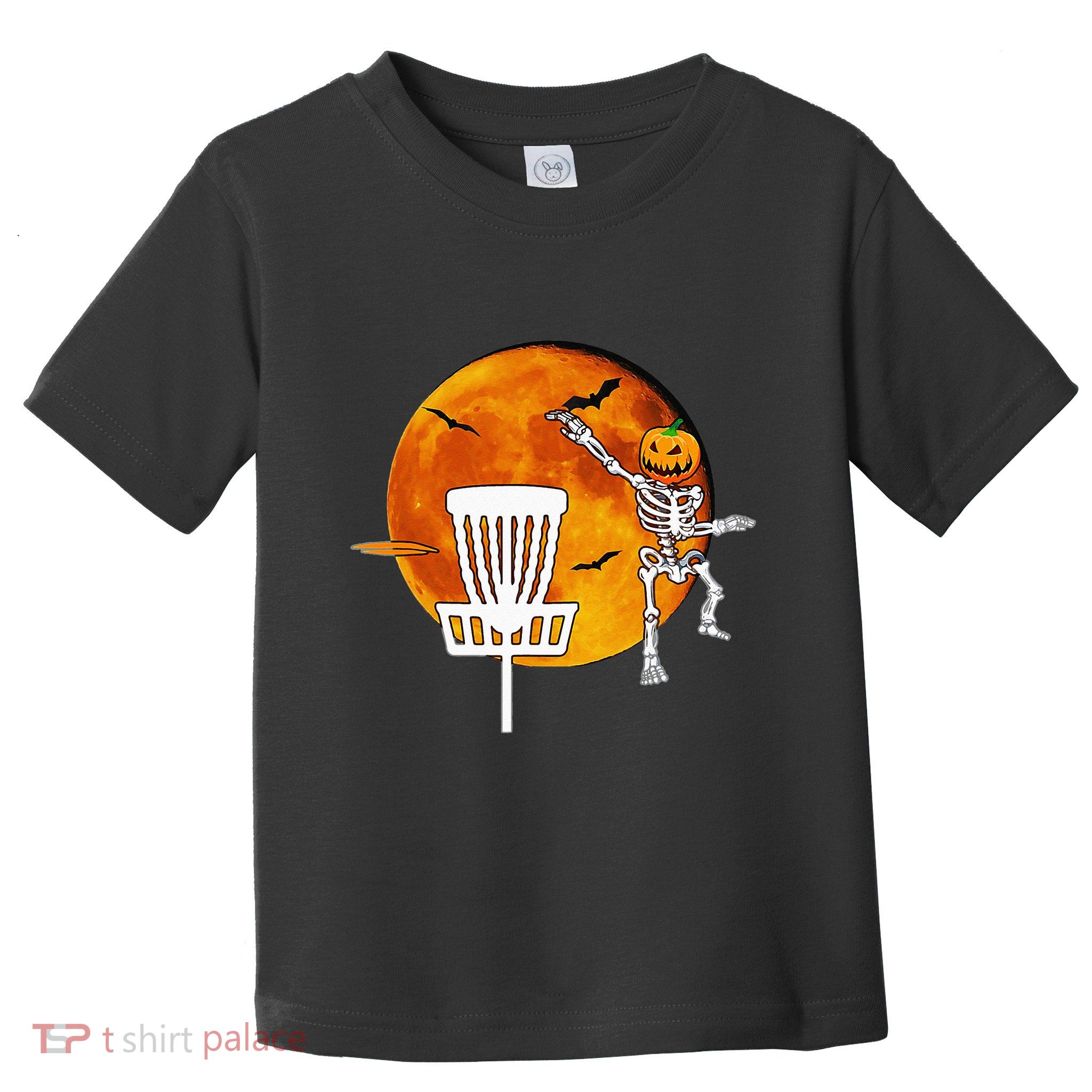 Disc Golf Player Lover Funny Halloween Pumpkin Skeleton Toddler T-Shirt