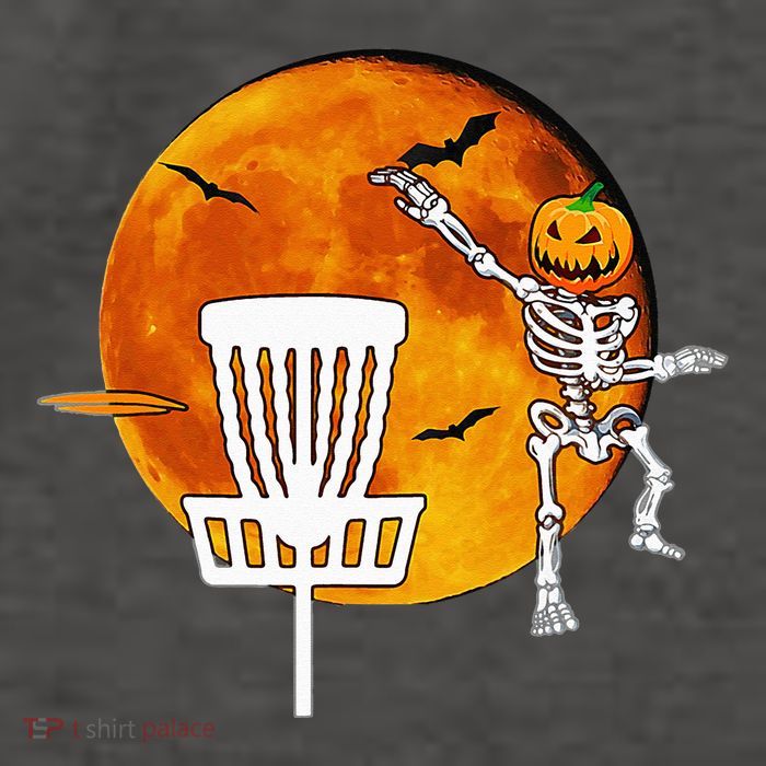 Disc Golf Player Lover Funny Halloween Pumpkin Skeleton Vector Backpack